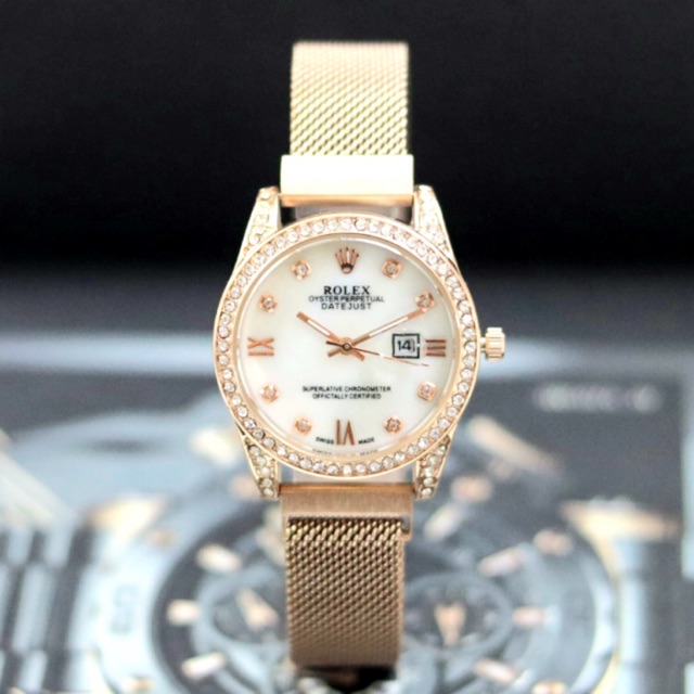 JAM TANGAN WANITA ROLEX DIAMOND PASIR MAGNET