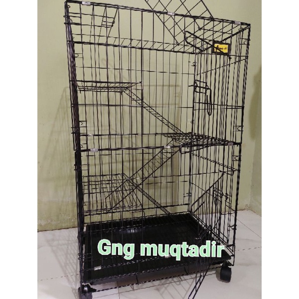 Kandang kucing 3 tingkat size xl ukuran 90x60x42 cm bahan tebal dan kokoh cat coating tahan cuaca