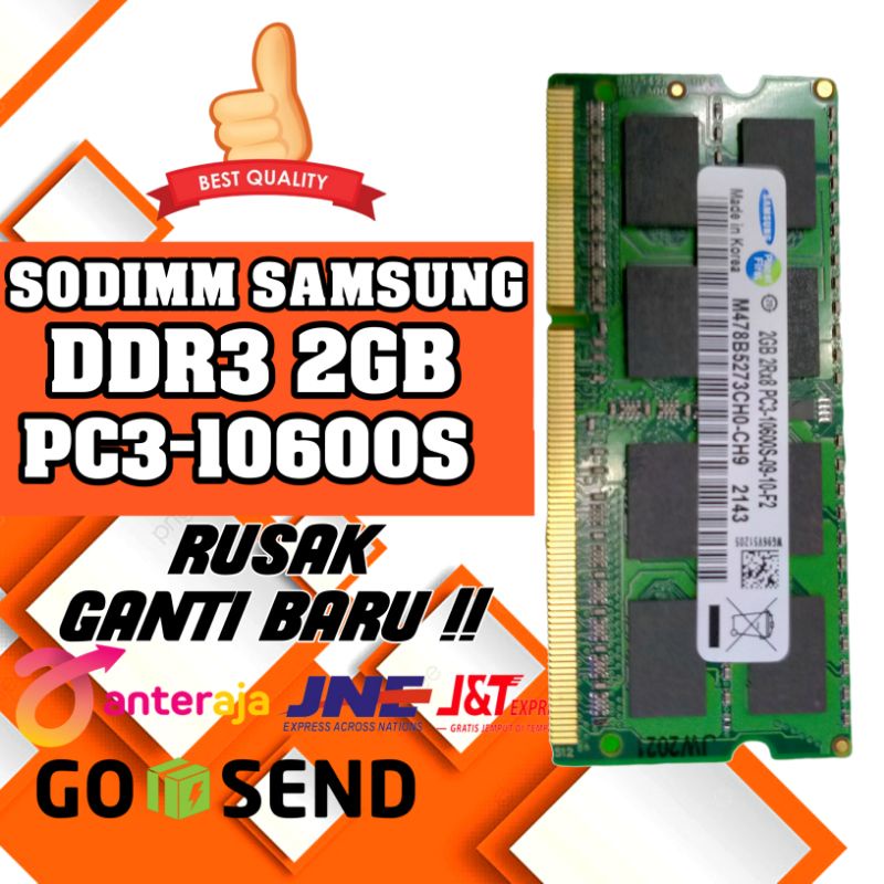 RAM LAPTOP SAMSUNG 2GB DDR3 PC3-10600S SODIMM