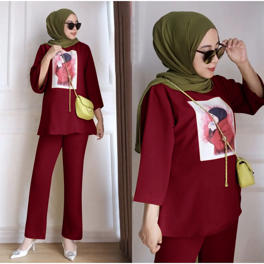 PCS SET POMELO FASHION SETELAN BUSANA WANITA MS BAHAN BABYTERRY