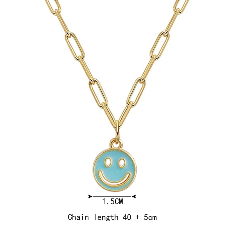 Fashion INS Colorful Enamel Necklace Popular Cute Smiling Lady Necklace Light Luxury Alloy Jewelry