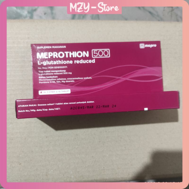 Meprothion L-Glutathion 500 Mg Tablet Suplemen Makanan Membantu Mencerahkan Kulit Suplemen Pemutih dan Kulit Glowing