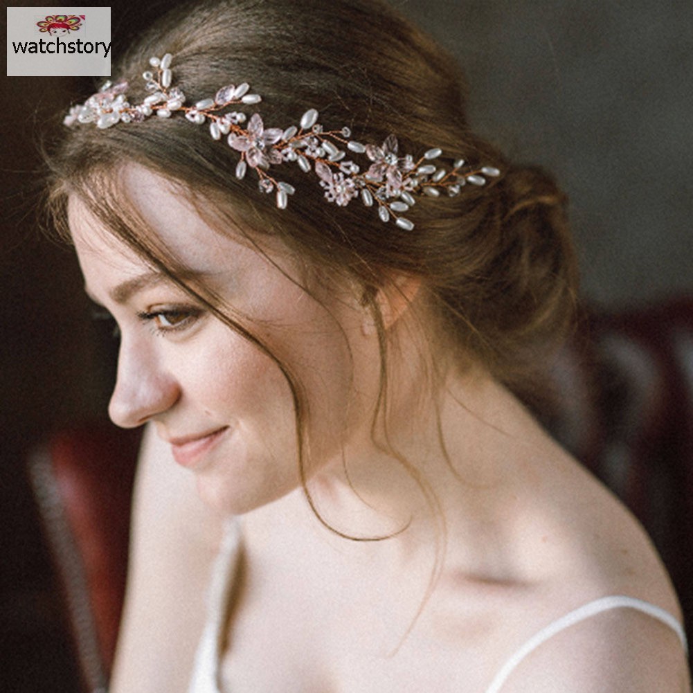 Hiasan Rambut Bridal Model Bunga Kristal Mutiara Imitasi Hiasan Rambut Bridal Model Bunga Kristal Mutiara Imitasi