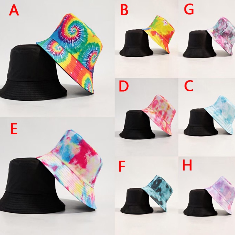 Topi Bucket Dua Sisi Motif Tie Dye 8 Warna Gaya Korea Untuk Unisex