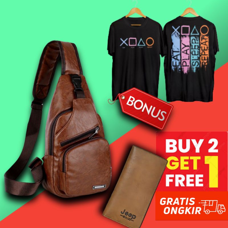 tas selempang pria kulit / tas selempang pria waterproof anti air model kulit