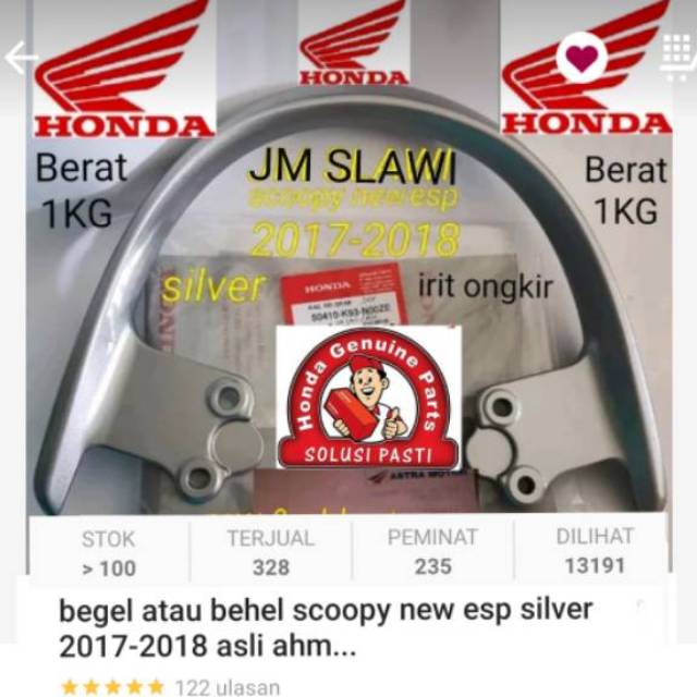 50410-K93-N00ZE BEGEL ATAU BEHEL SCOOPY NEW ESP SILVER 2017 - 2018 ASLI AHM