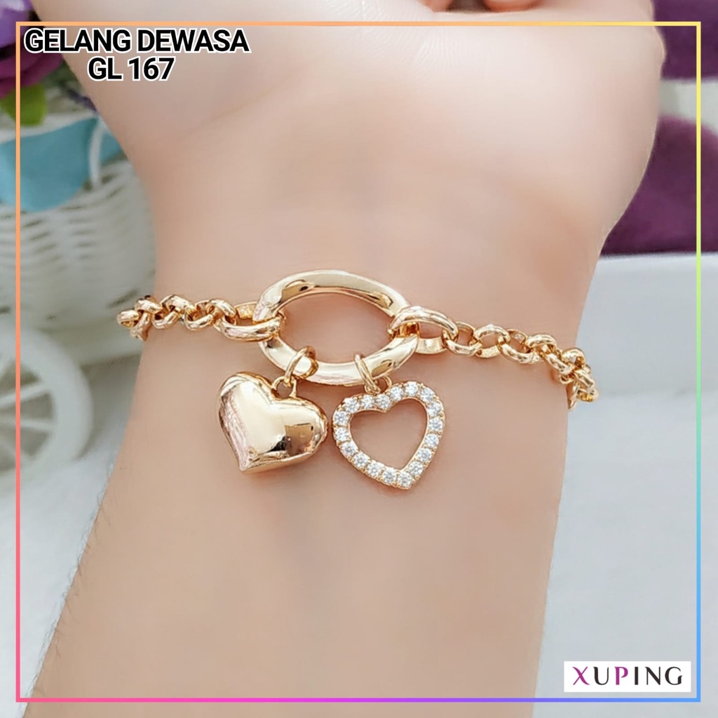 Gelang xuping ori gelang dewasa jurai love kombi plat permata  terbaru bahan premium perhiasan wanita lapis emas gold GL 167