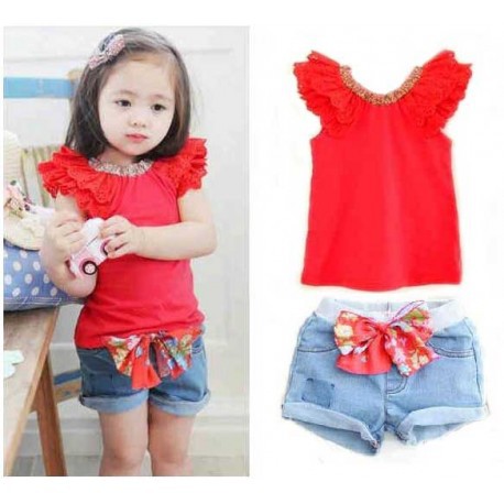 Stelan Anak Perempuan Annica Red Top + Pant Cute