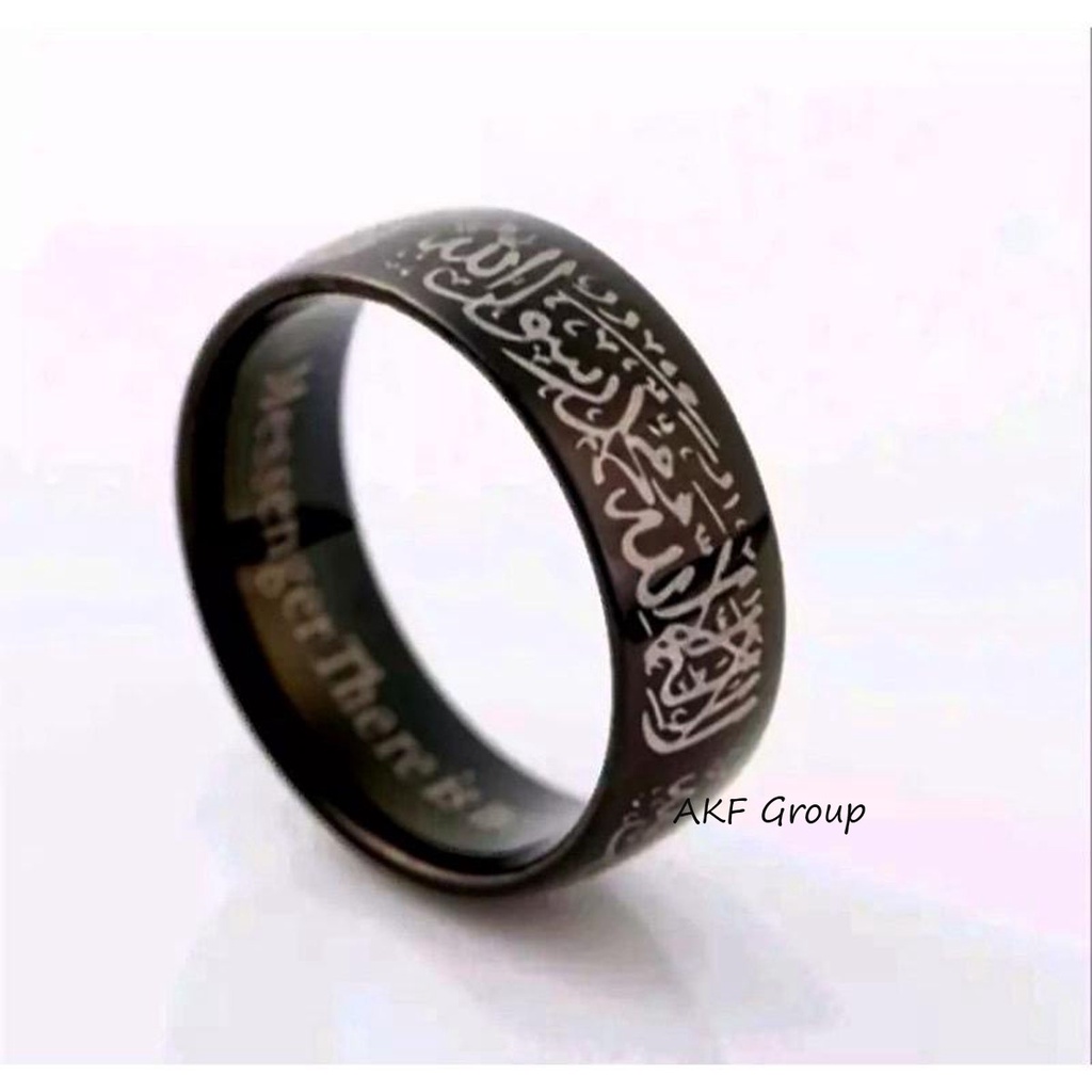 Cincin Titanium Tauhid Syahadat Hitam Pria Dan Wanita Anti Luntur dan Karat Muurah 2022/Cincin Asli Original Import/Perhiasan Wanita/Perhiasan Pria/Cincin Mewah Fashion Korea