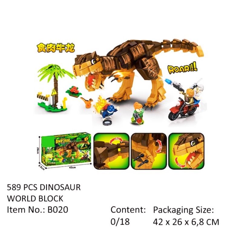 Mainan Dinosaurus Mech Besar 589 Pcs / Mainan Lego Block Edukatif Anak Susun Balok B020