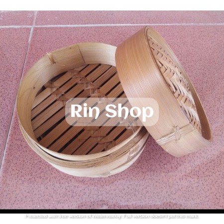 Klakat Bambu Dimsum 18 cm / Kukusan Bambu - 2 Wadah + 1 Tutup