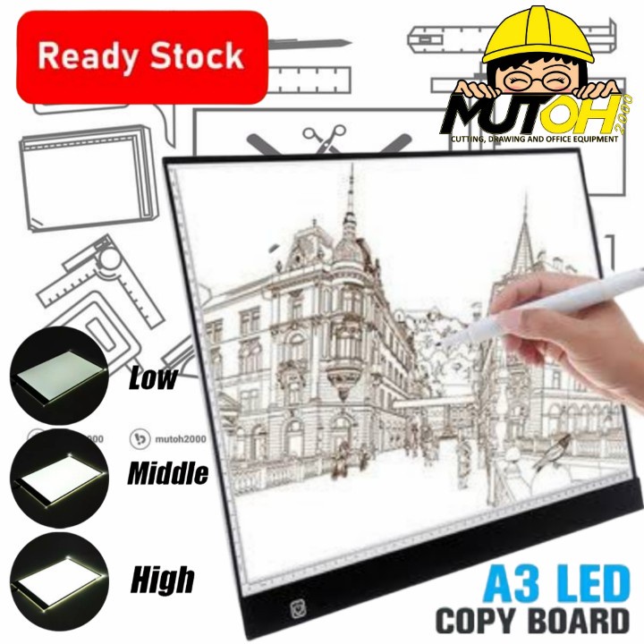 

Drawing Tracing A3 Copy Board Papan Jipak LED Light Pad Ultra Slim A3