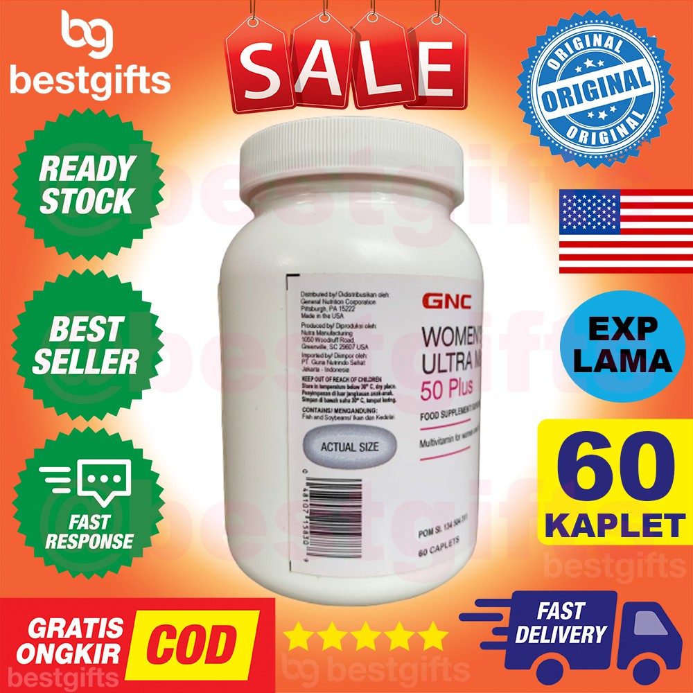 GNC WOMEN'S WOMENS WOMEN ULTRA MEGA 50 PLUS ANTIOKSIDAN MULTIVITAMIN MULTI VITAMIN WANITA 60 KAPLET