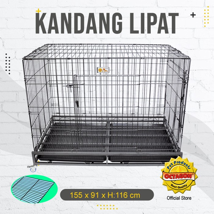 Kandang Lipat Anjing size Besar / Jumbo Octagon alas Besi - Dog Cage