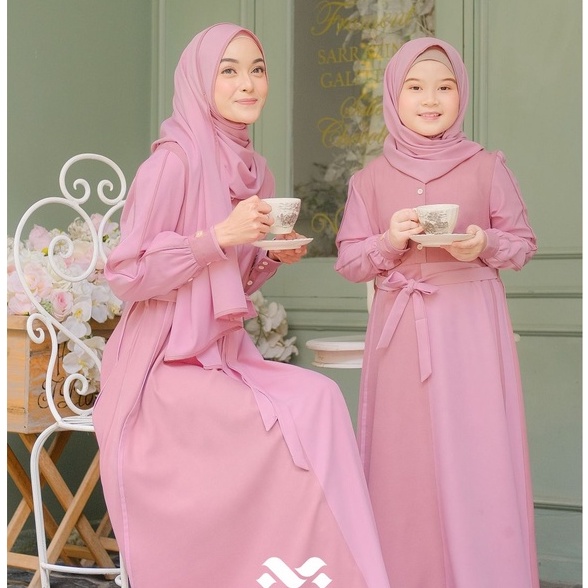 SET GAMIS COUPLE IBU ANAK NIKEN SYARI ORIGINAL BY MYZTA INAYA EXCLUSIVE SETELAN KHIMAR PASHMINA BUSA