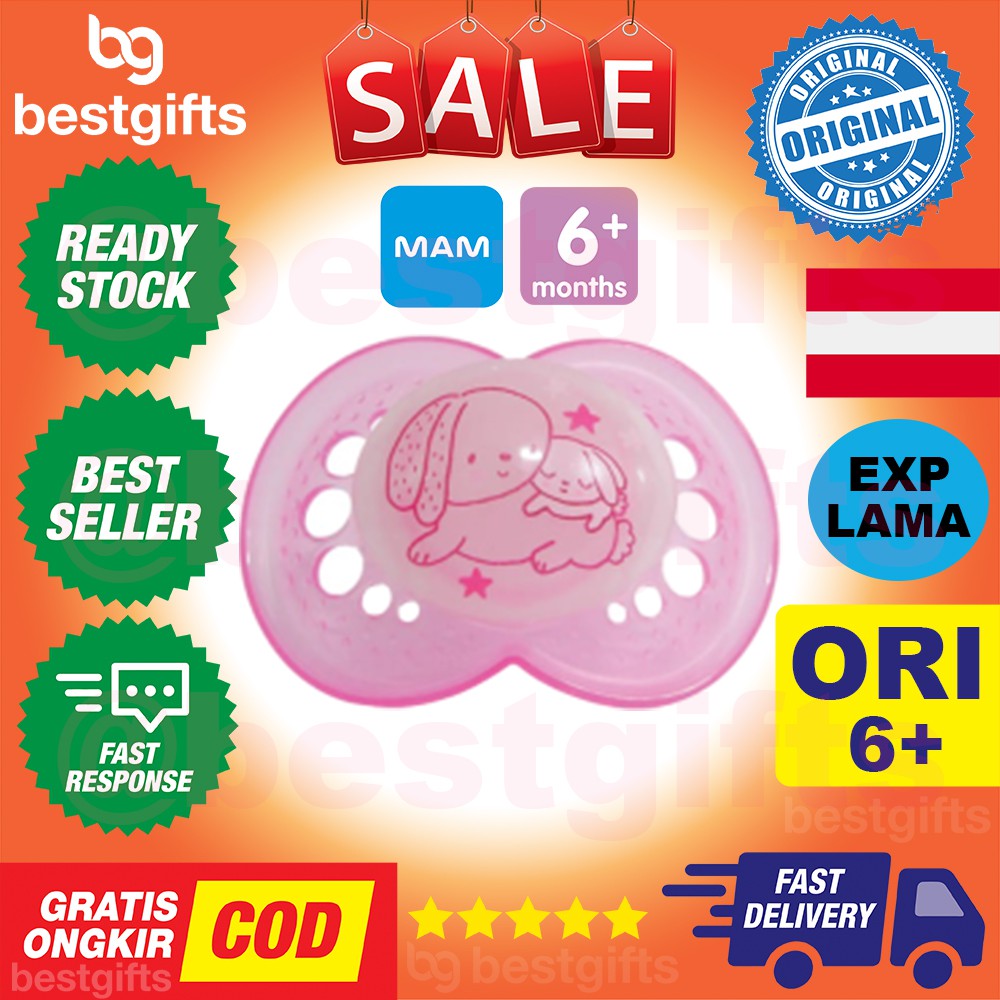 MAM PACIFIER PCF ORIGINAL NIGHT 6+ MONTHS EMPENG PUTING SUSU IBU DOT ANAK BAYI CEWE 6 BULAN GIRL 1