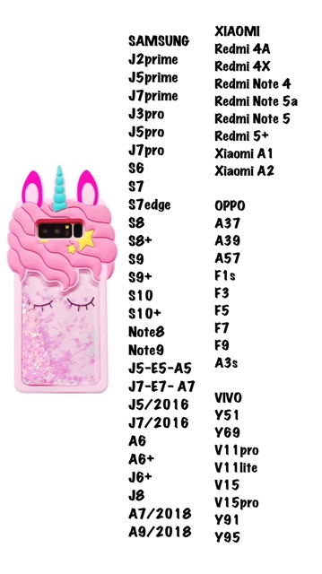 Unicorn Jelly Watercase iPhone Oppo Vivo Xiaomi Samsung V15 V11 S10plus Y91 F7 F9 J7 J5 J2 prime pro