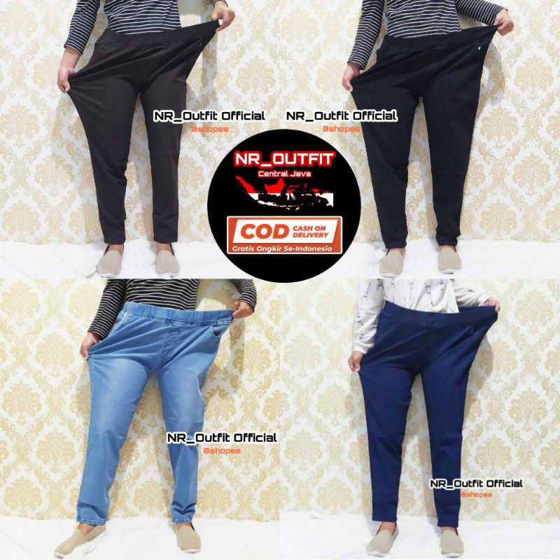 Celana Legging Panjang Jumbo 31-42 Wanita Big Size Leging Soft Jeans Lejing Pinggang Karet Melar Premium Ardans