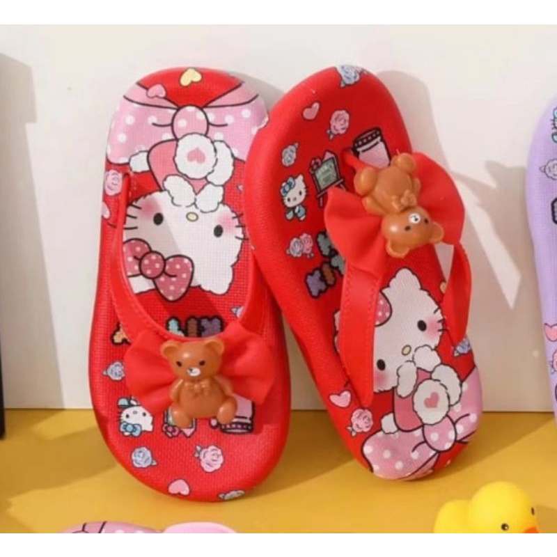 SANDAL JEPIT ANAK PEREMPUAN MOTIF PITA HELLO KITTY SANDAL KARET ANAK BABY BEAR IMPORT