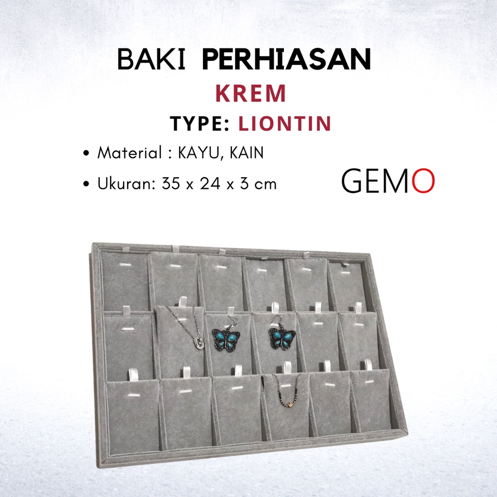 Baki Nampan Lapis Kain Display Perhiasan Permata Mewah / Nampan Tray Alat Peraga Jewelry Set Tempat menaruh Kotak Cincin Gelang Liontin Anting Kalung Lucu Unik Murah untuk  Etalase Toko Emas Berlian Mewah / Permata Berharga juga bisa untuk Box Seserahan