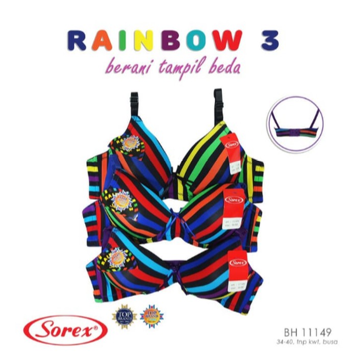 BH Bra Tanpa Kawat Busa Tipis Sorex Rainbow 3 Size 34-40 Sorex 11149