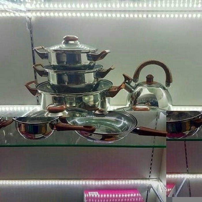 Promo HC Panci Set 12pcs Cookware stainless steel alat masak satu sett 12pcs Diskon