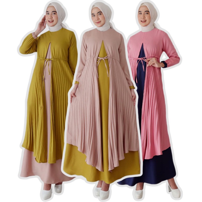 BAJU WANITA GAMIS WANITA GAMIS PLISKET PREMIUM MURAH - MILO