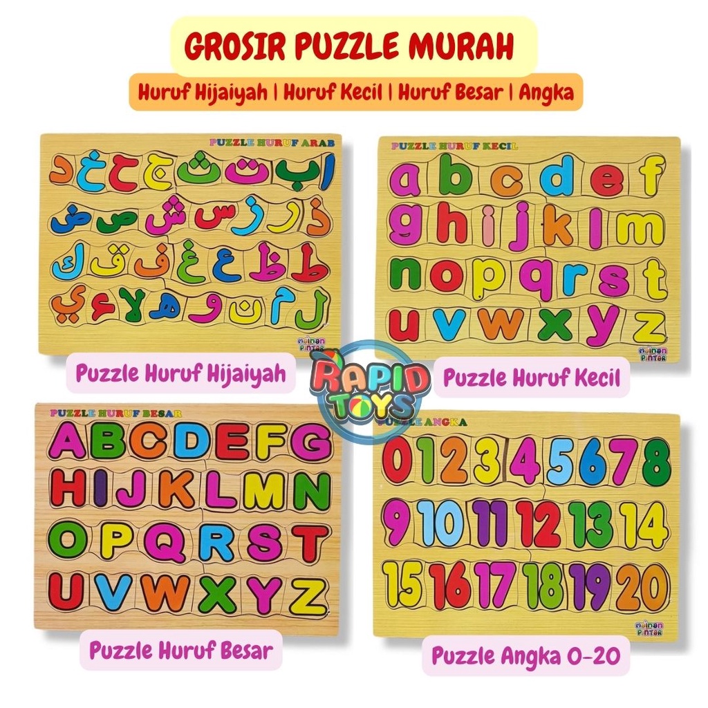 Grosir Puzzle Kayu Murah Huruf hijaiyah Huruf Alphabet Dan Angka