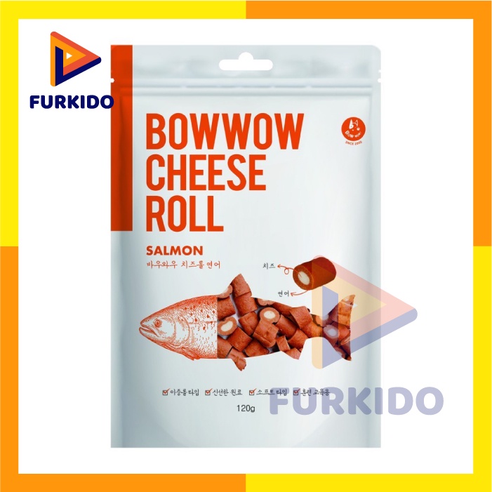 Bowwow Cheese Roll(Cheese+Salmon) 120g Dogs Snack Anjing