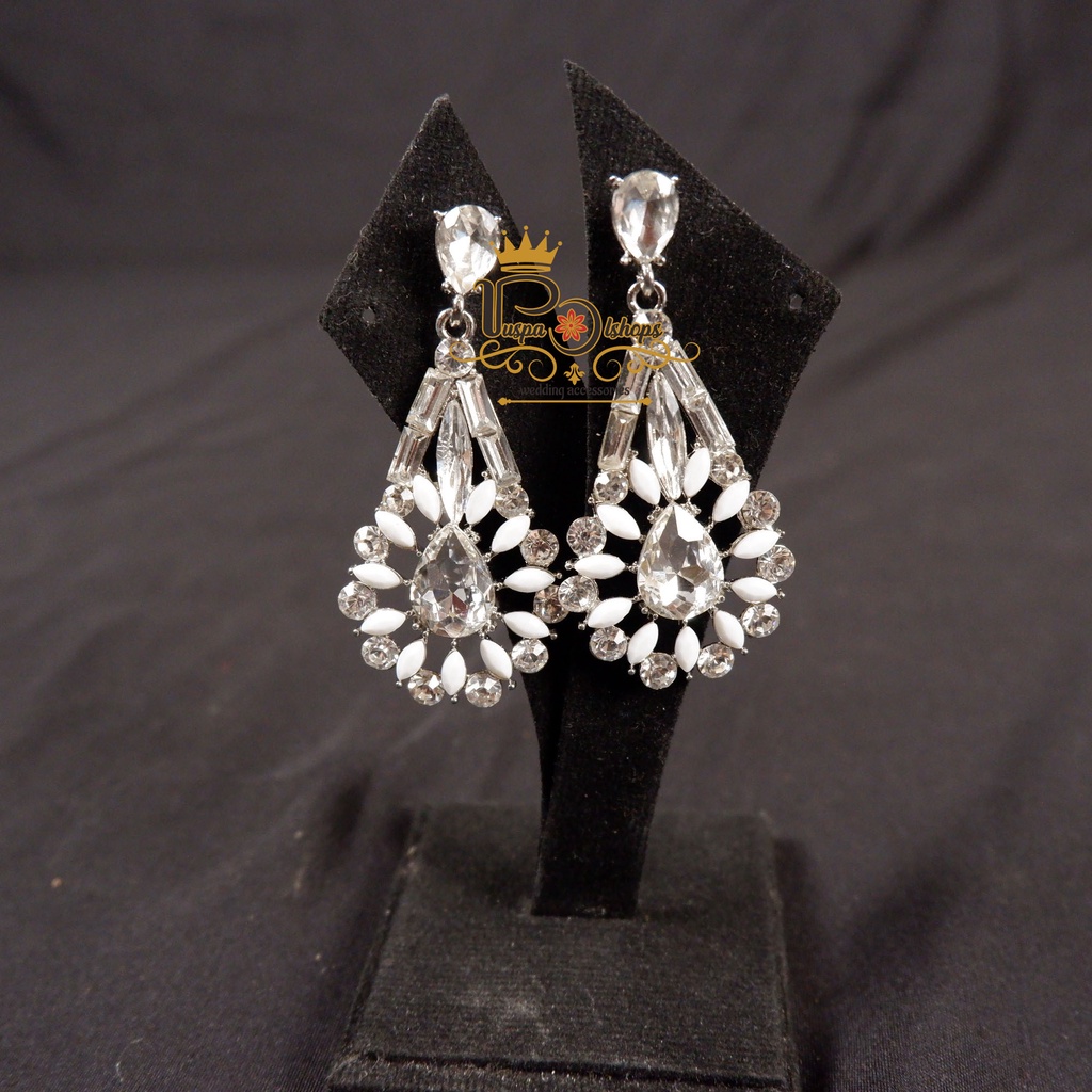 Anting  kristal dropstone anting pengantin