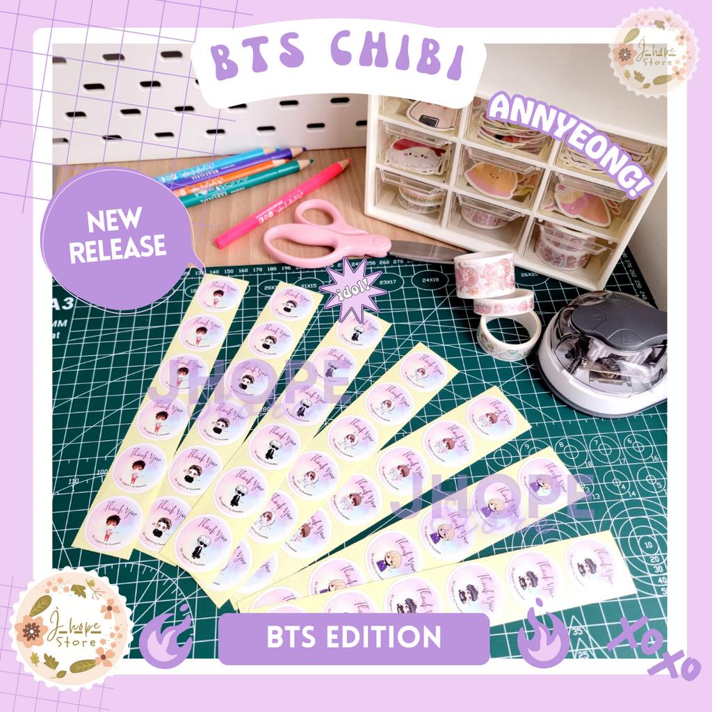 

Sticker Bulat Thank You Kpop Versi BTS Chibi lucu