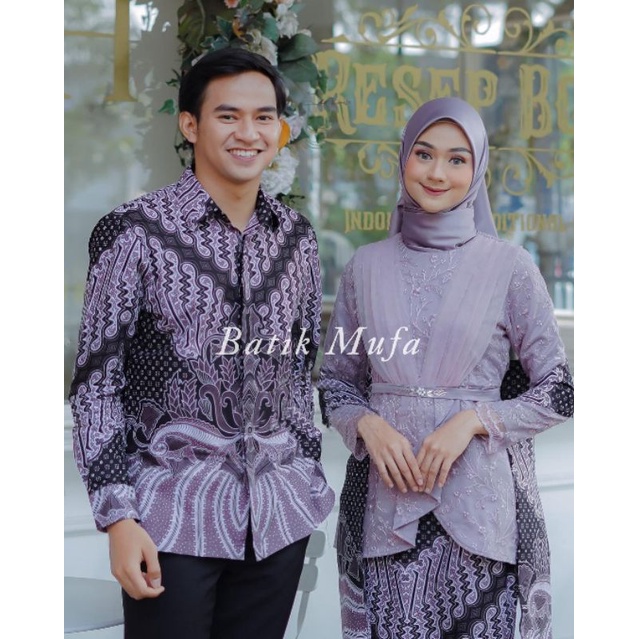 SET COUPLE AVEENA DUSTY PINK / BROWN / MAUVE KEBAYA WISUDA TERBARU KEBAYA LAMARAN KEBAYA TUNANGAN 2022 BATIK COUPLE