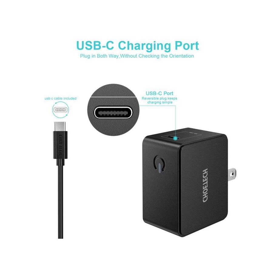 wall charger choetech type c pd 3.0 3A 18w fast charging Q3003 - Travel charger Usb-c