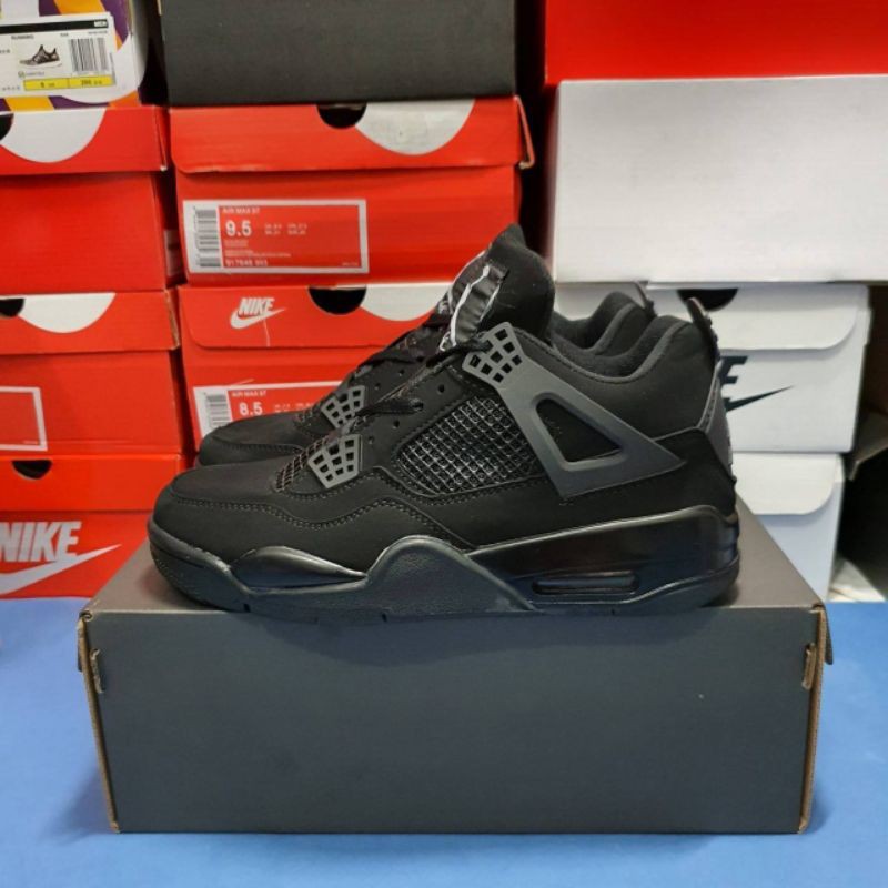 AIR JORDAN 4 RETRO "BLACK CAT" BLACK/BLACK-LIGHT GRAPHITEPK (Perfect Kicks) QualityBNIB