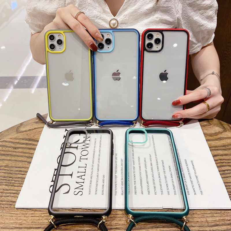 Casing keras case iPhone SE / 7 / 8plus / X / XR / XS Max / 11 Pro MaxTPU back plate anti-fall Apple phone case Upgraded version Lanyard case