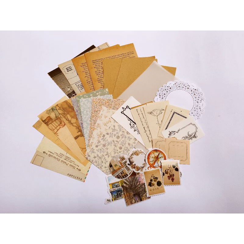 

Termurah! Journal Kit Vintage 50++ pcs Journal Kit Mini Aesthetic Journaling Bujo Kit Planner Kit
