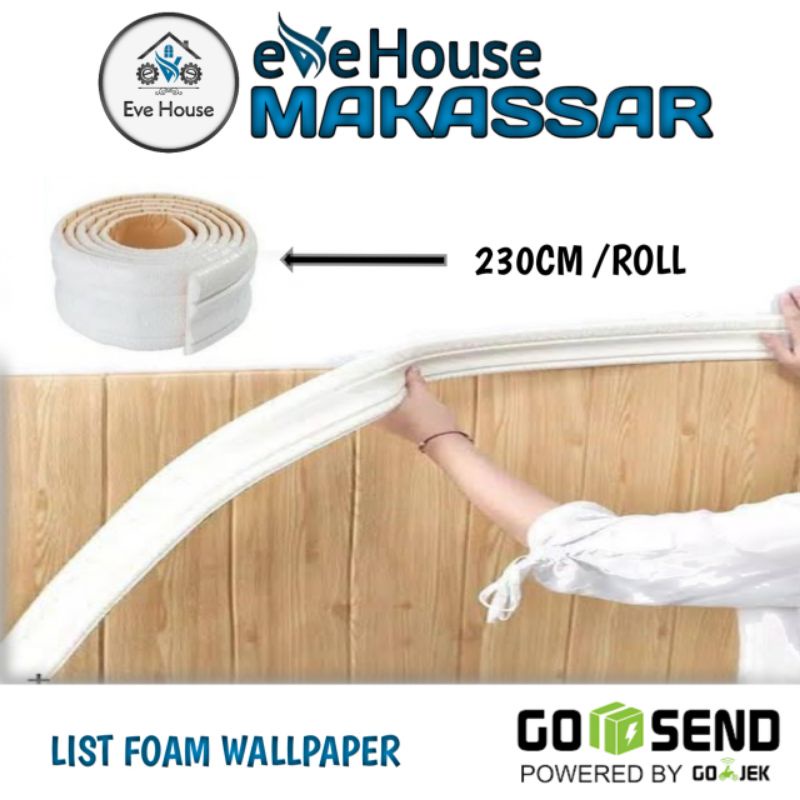 Makassar V80 Lis wallpaper 3D list border foam stiker ukuran 230 cm x 8 cm