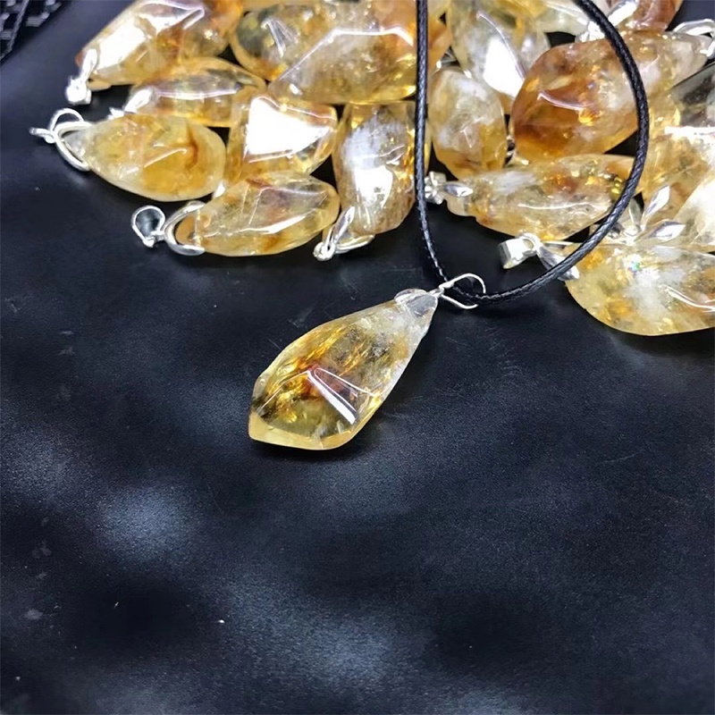 &lt; E2id &amp; &gt; Liontin Batu Kristal Enegry Brazil Citrine Alami DIY