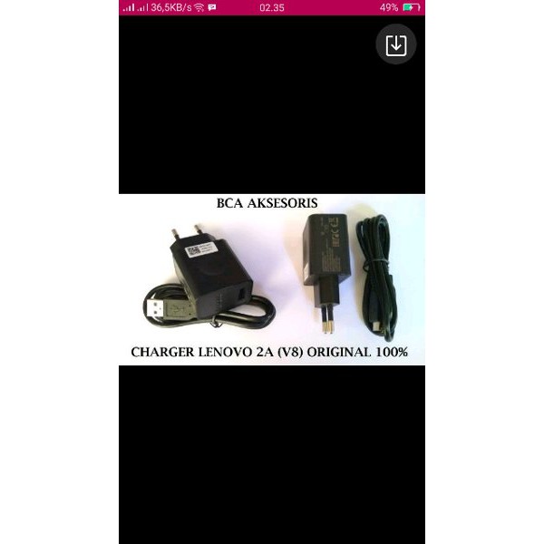 DIJUAL TRAVEL CHARGER USB LENOVO 2A - V8 BLACK CASAN ORIGINAL 100 PERSEN a7000 k4 note k3 a6600