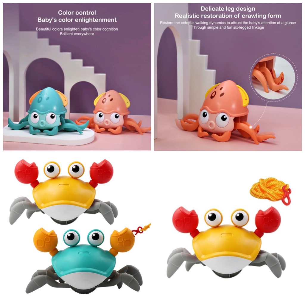 Mainan Anak Kepiting Berjalan Air dan Darat Cute Crab / Gurita Octopus Berjalan