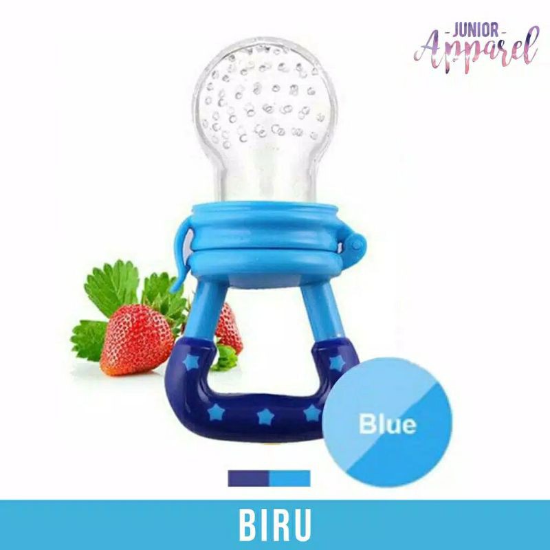 {SAP•HOME} Empeng Buah kerincingan mainan / Pacifier Fruit Sayur Bayi Gigit Makan Teether-Blue
