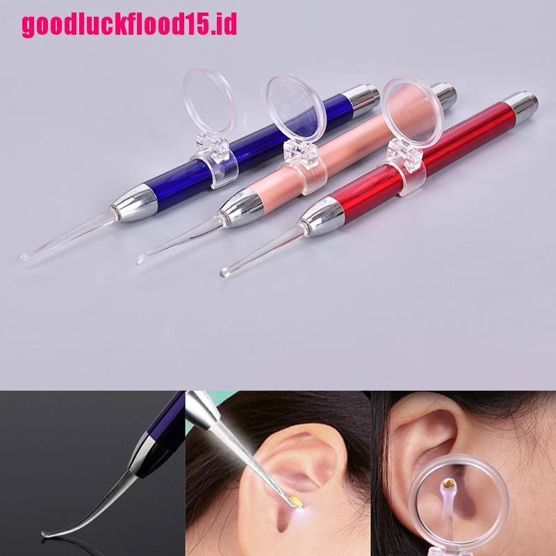 {LUCKID}Ear Wax Removal Tool Flashlight Earwax Remover Ear Curette Spoon With Magnifier