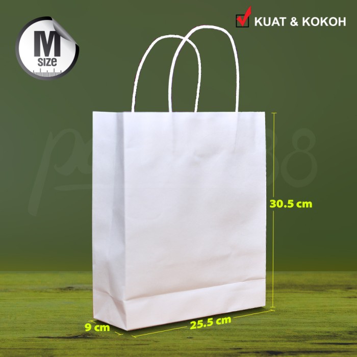 

NEW Paper Bag - Tas Kertas - PUTIH POLOS - M