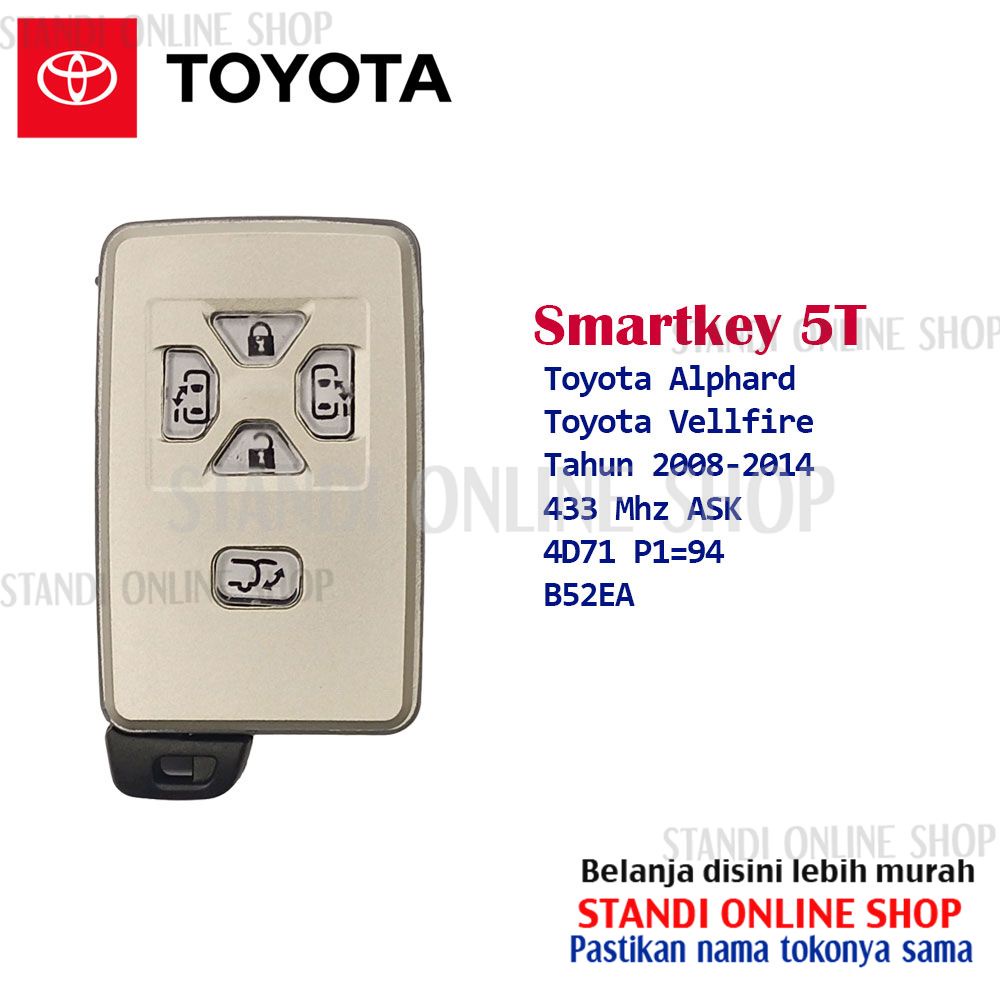 Remote Set Komplit Kunci Smartkey Toyota Alphard Vellfire B52EA