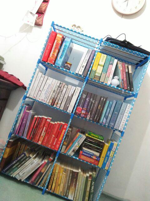 (r05 Double) Rak Buku Rak Portable Serbaguna 2 Sisi (mudah Dibongkar Pasang)
