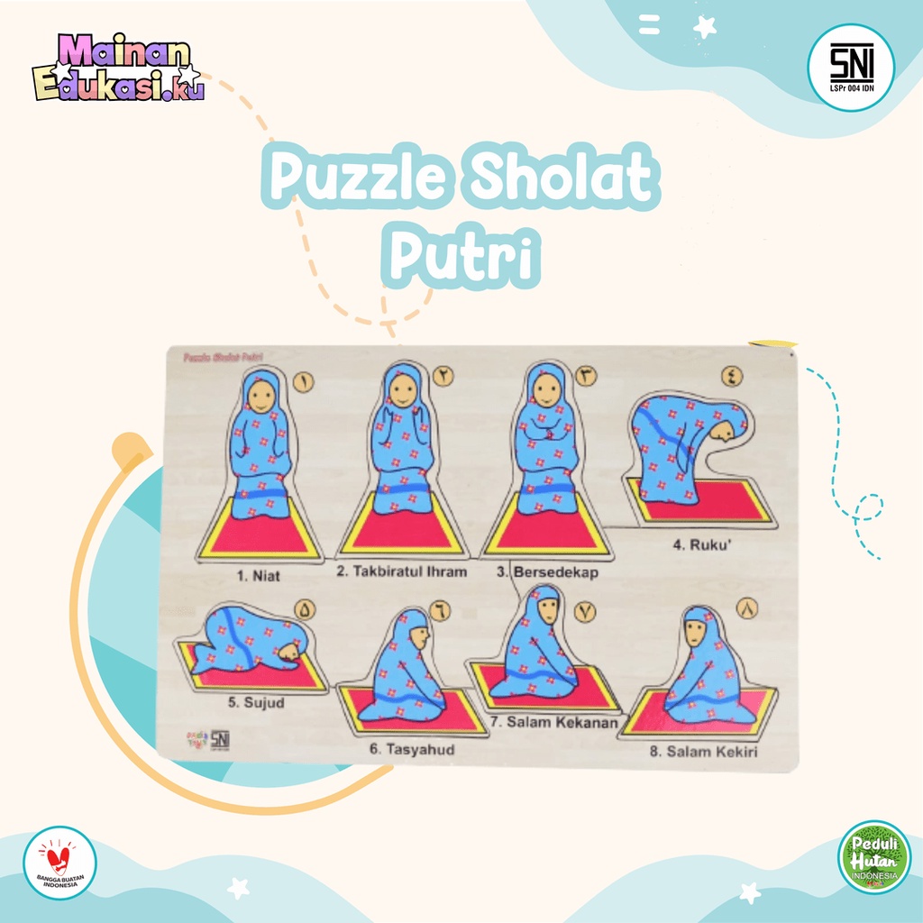 Mainan Edukasi / Puzzle Sholat Putri / Agdia Toys / 30x20 cm / isi 8 potongan keping