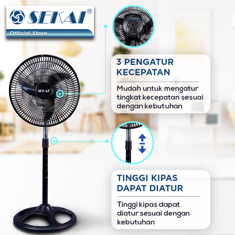 SEKAI Stand Fan HSO1017S Kipas Angin Tumpu 10 Inch HSO 1017S