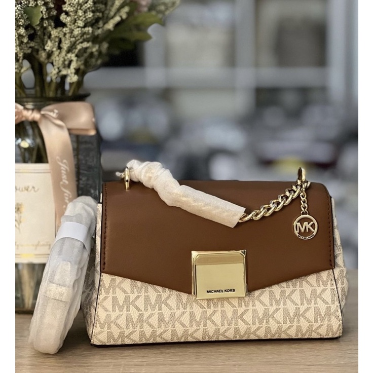 MK lita small two-tone logo cb vanilla brown