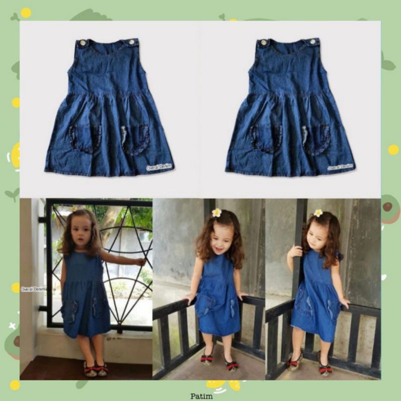 Dress Anak Perempuan / Dres Anak Perempuan / Dress Jeans Anak Overall SAKU REMPEL By Laurakids 2-5 Tahun