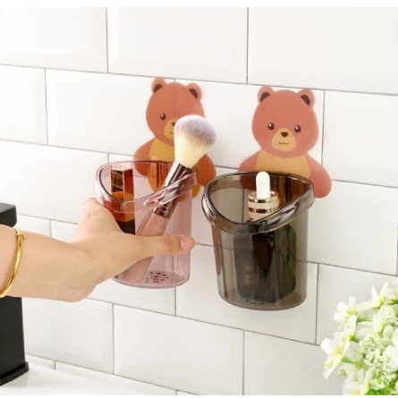Rak Tempat Sikat Gigi Odol Motif Beruang Cute Wadah Penyimpanan kosmetik Serba Guna Kamar Mandi Dispenser odol
